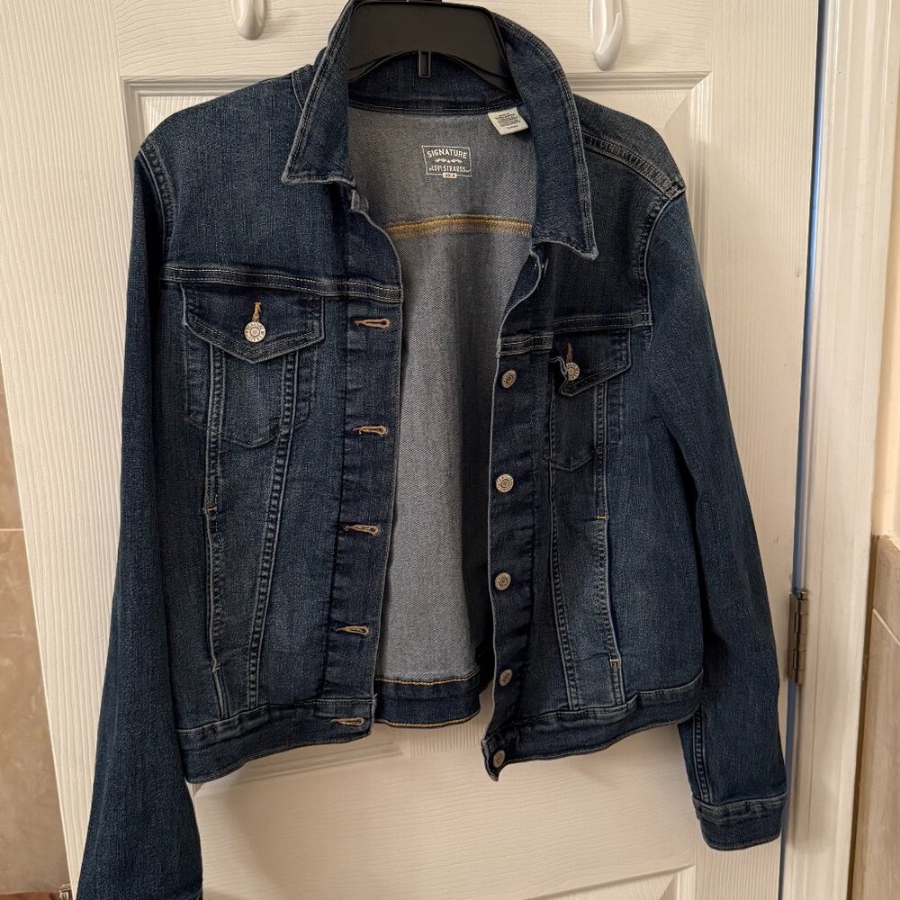 Levi's Signature Women's Denim Blue Jean Stretch Comfort Jacket Size XL - Picture 1 of 14